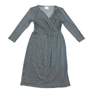 Donna Morgan silver faux wrap dress size 2